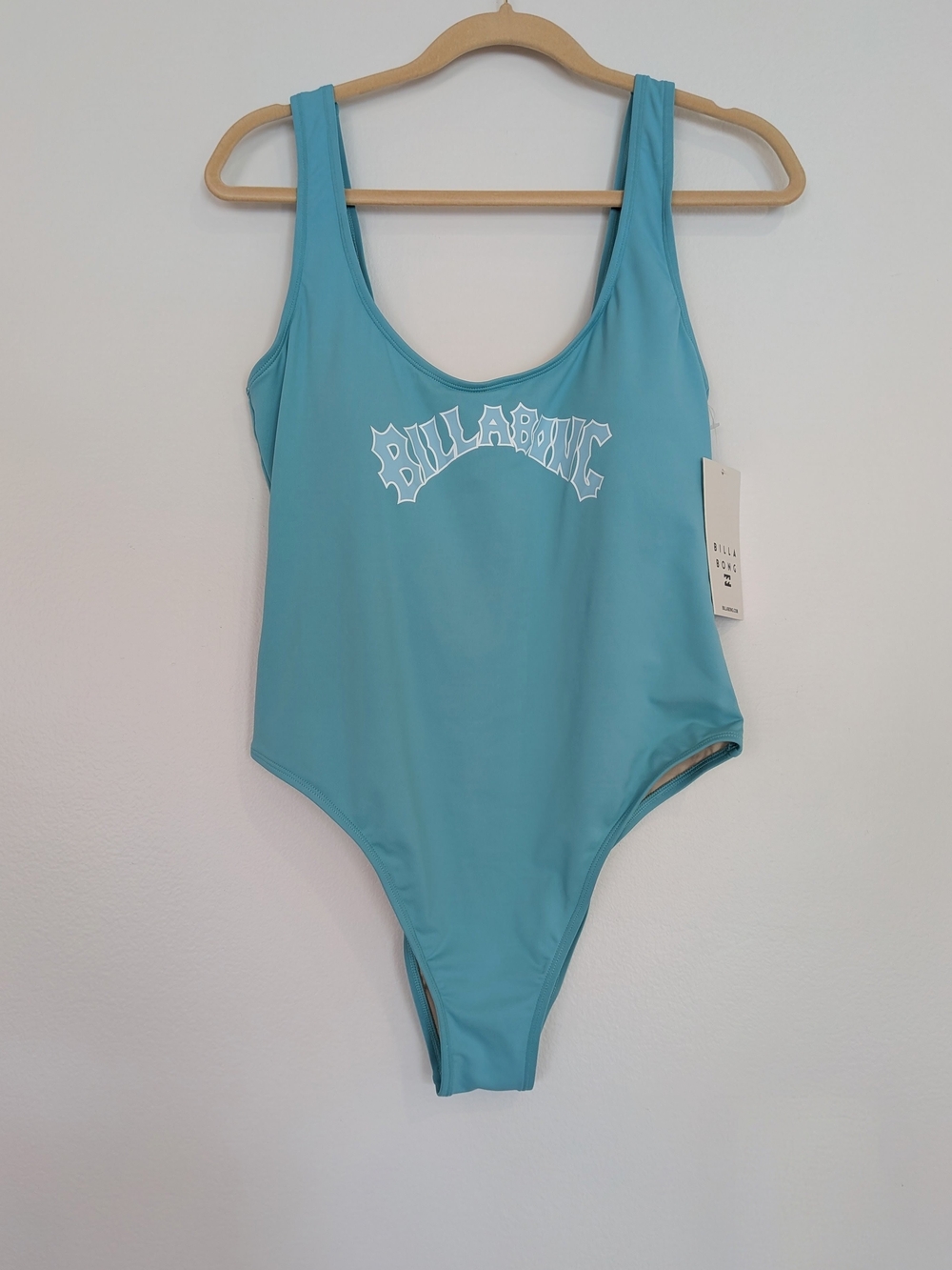 Billabong Blue Solid One Piece Swimsuit Wide Strap High Leg Lined Stretch XL - Picture 1 of 9